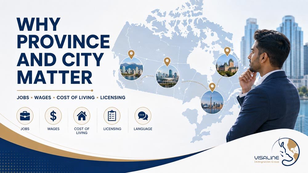 Newcomer comparing Canadian provinces and cities for jobs, wages, living costs and licensing