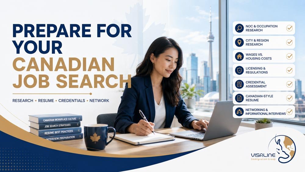 Canadian job-market factors and immigration-program assessment shown as related but separate paths