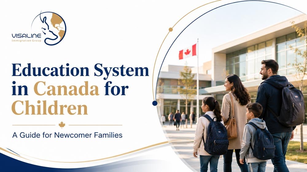 Newcomer family learning about the education system in Canada for children