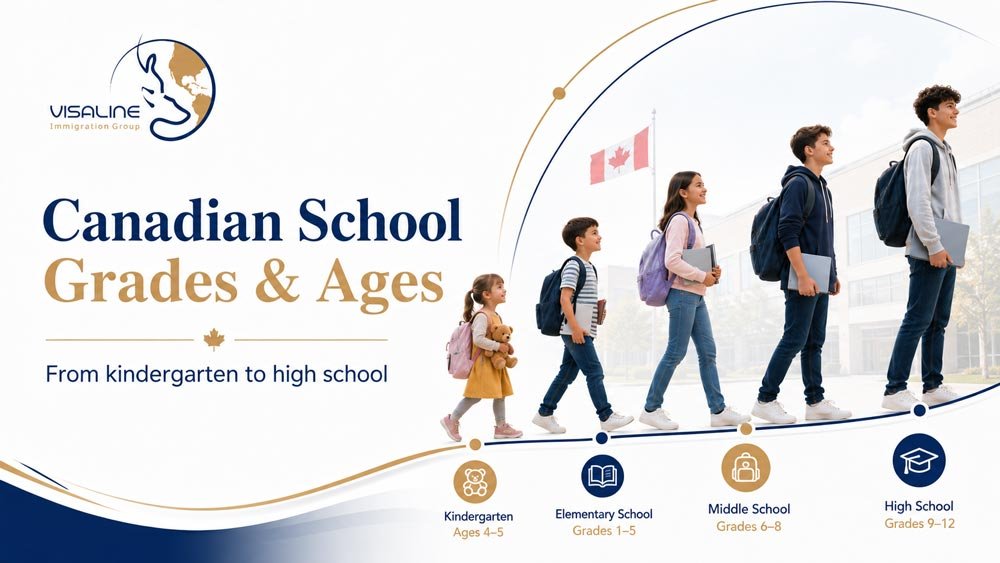 Canadian school grades and typical ages from kindergarten through high school