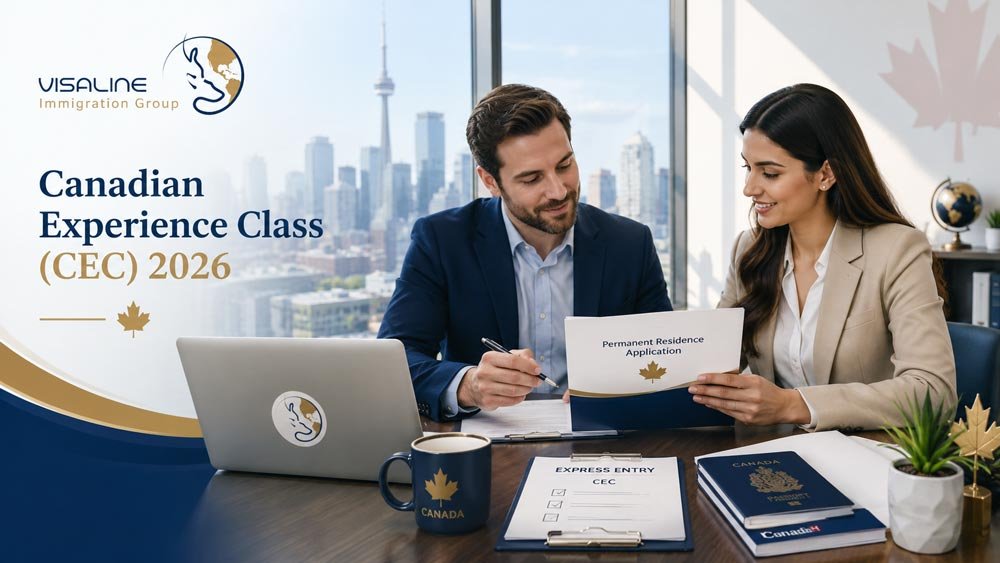 Skilled worker reviewing a Canadian Experience Class permanent residence application in 2026