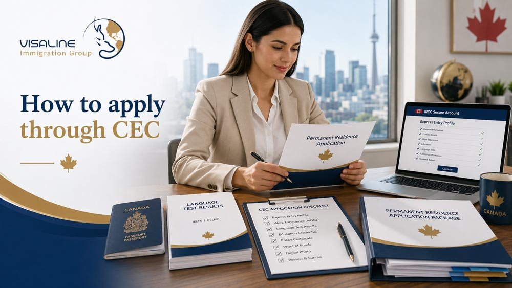 Applicant preparing an Express Entry application through the Canadian Experience Class