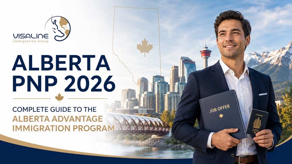 Professional applicant holding a Canadian passport and job offer in Calgary for the Alberta PNP 2026 guide