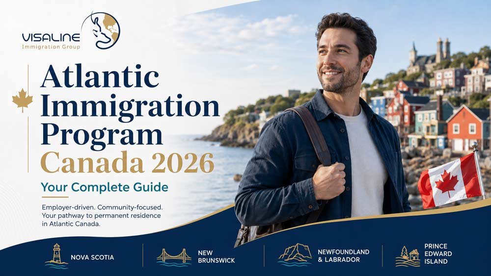 Atlantic Immigration Program Canada 2026 applicant overlooking a coastal community in Atlantic Canada