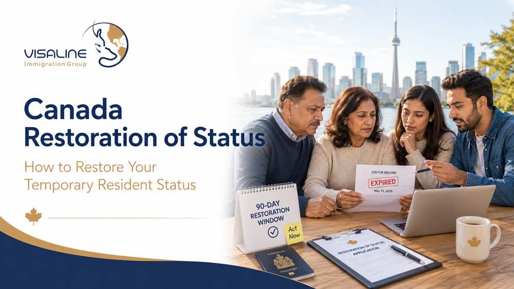 Family reviewing an expired visitor record and Canada restoration of status application