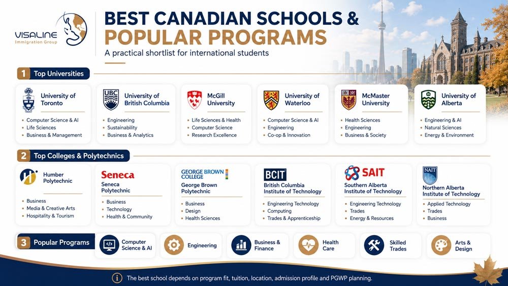 Best Canadian universities, colleges and popular study programs for international students in Canada