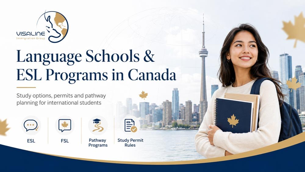 International student holding study materials in Toronto while exploring language schools and ESL programs in Canada
